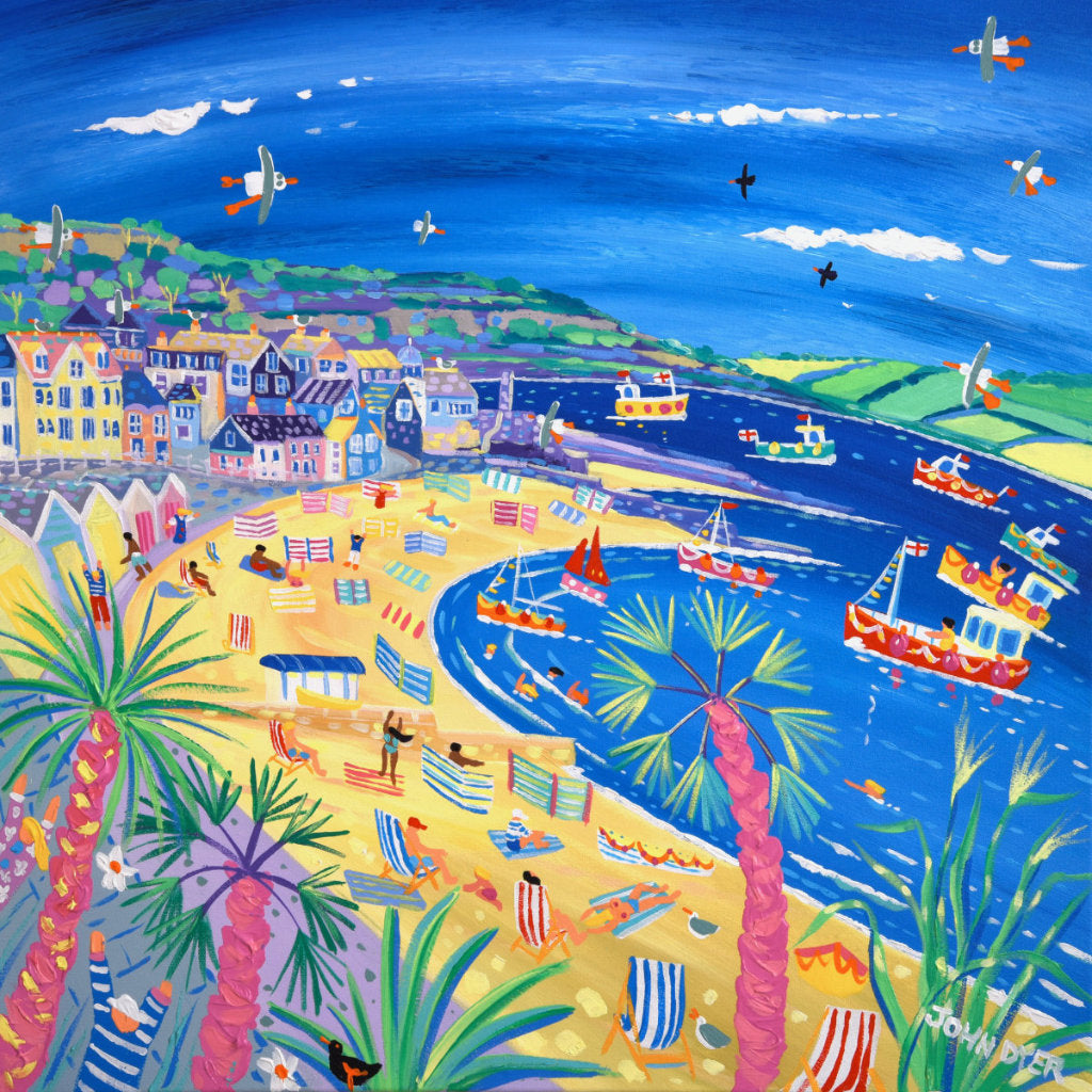 'Beach Huts and Boats, Lyme Regis' by John Dyer