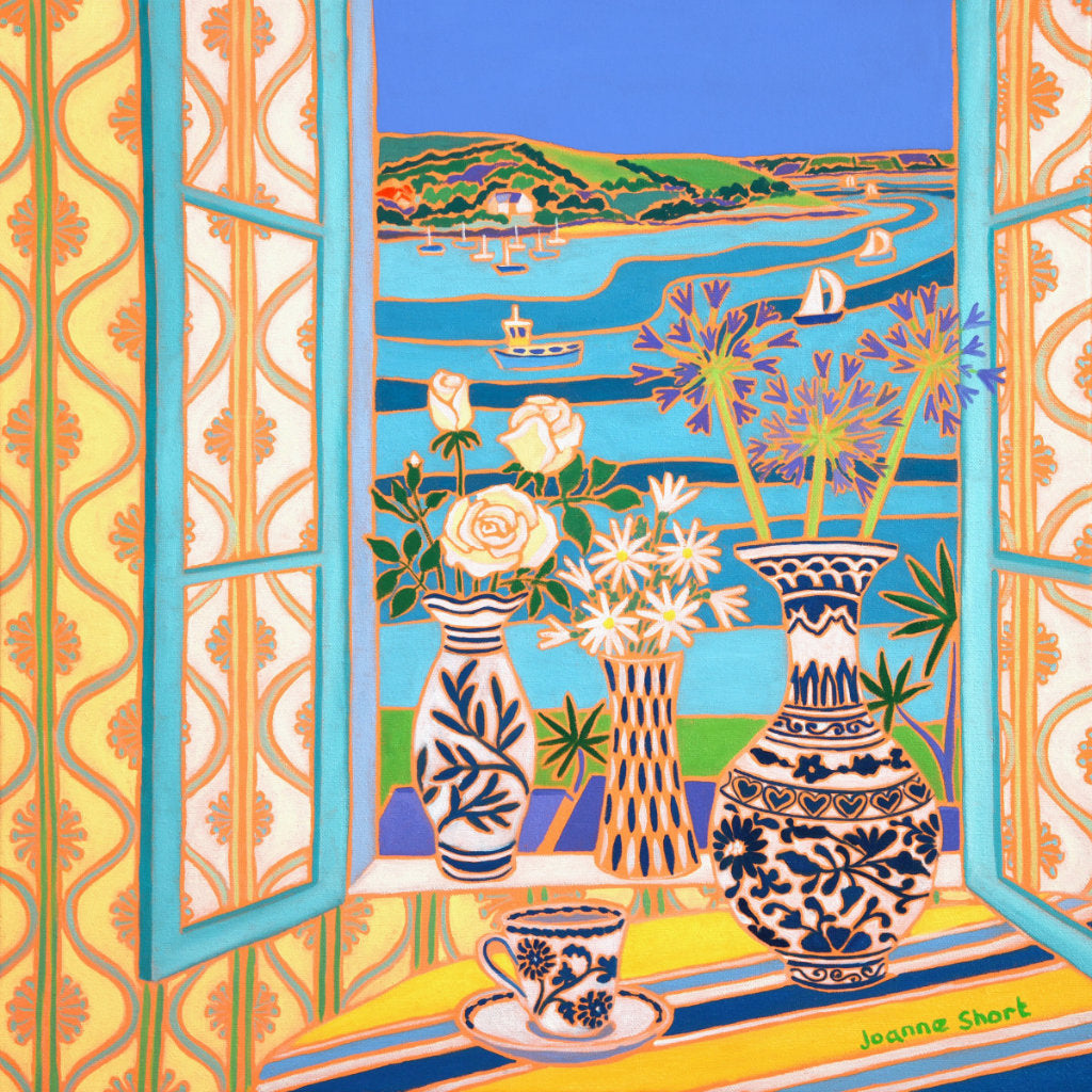 'Blue and White Pottery in the Window, Trefusis' by Joanne Short