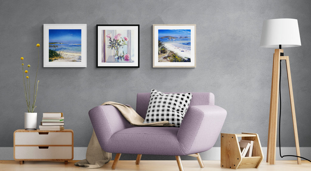 classic artist prints by Ted Dyer in a contemporary room setting