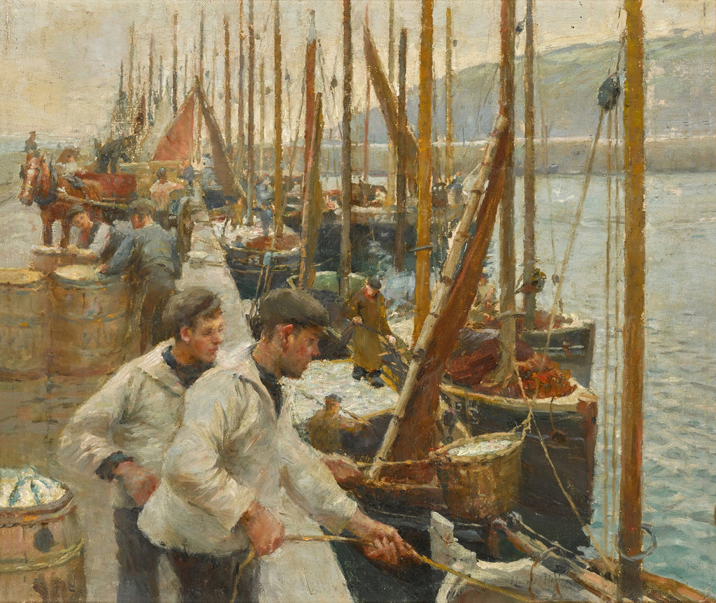 fishing Boats, Newlyn by Harold Harvey