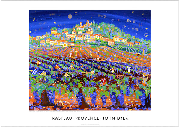 Wall Art French Poster Print of Provence, France by John Dyer. A Night of Shooting Stars, Grape Harvest, Rasteau