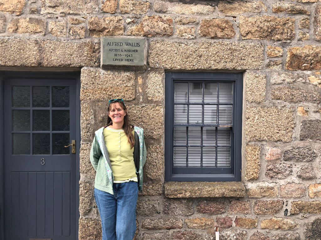 Joanne Short outside Alfred Wallis's cottage, St Ives