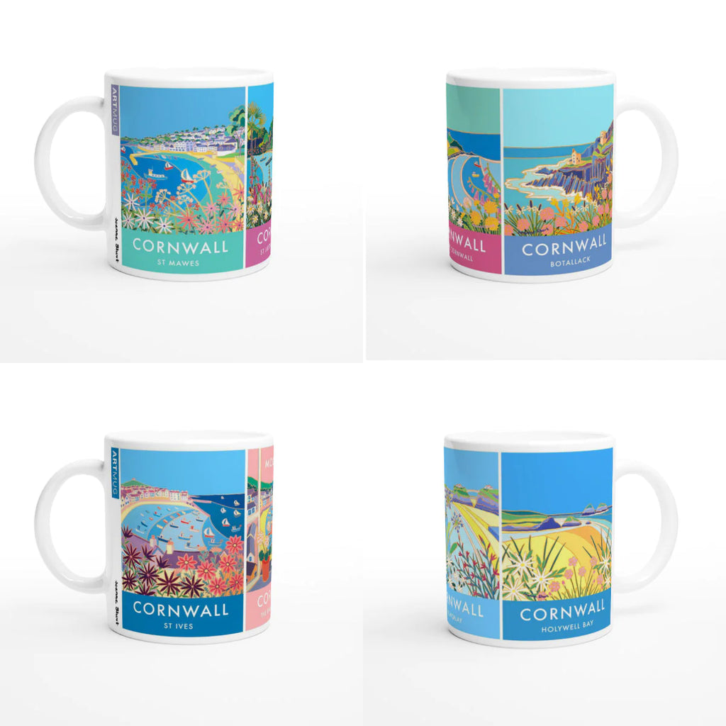 Cornish Destinations Ceramic Art Mug Bundle Set by Joanne Short