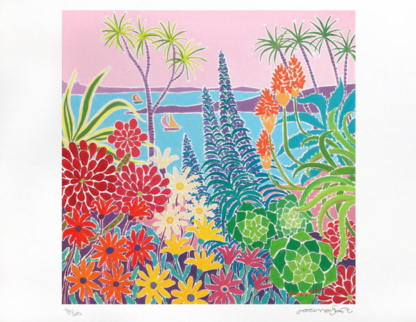 Joanne Short limited edition print of Tresco Abbey Garden with Cornish wildflowers