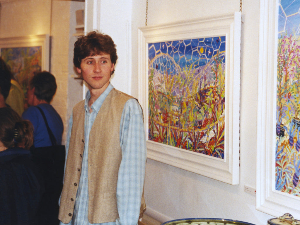 Artist John Dyer pictured during his 'Piece of Eden' exhibition at Beside the Wave Gallery, Falmouth in 2001
