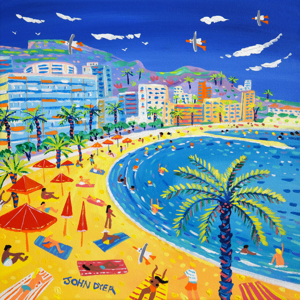 John Dyer painting of Larvotto Beach in Monaco