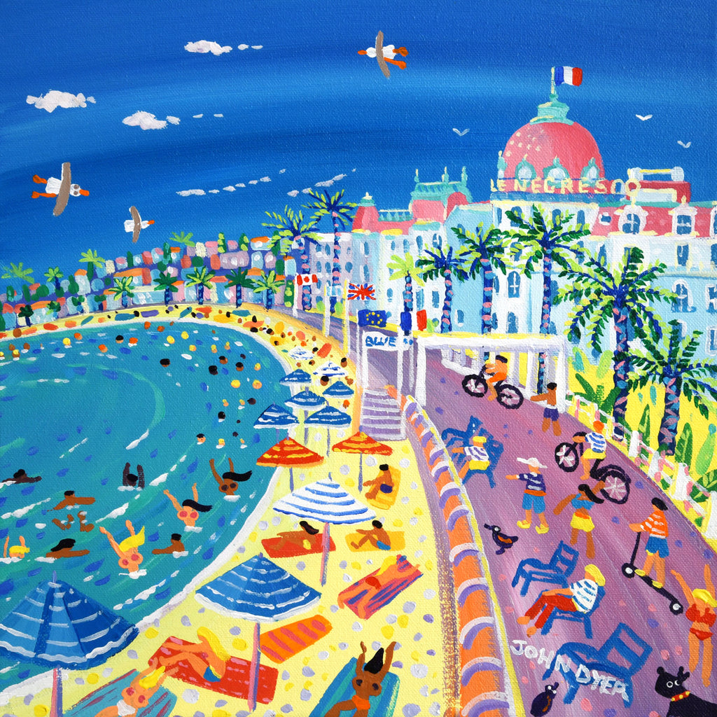 John Dyer painting of the Promenade des Anglaise at Nice and the Hotel Negresco in France