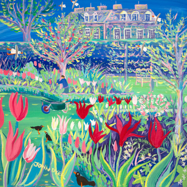 Antony House flower garden painting by John Dyer