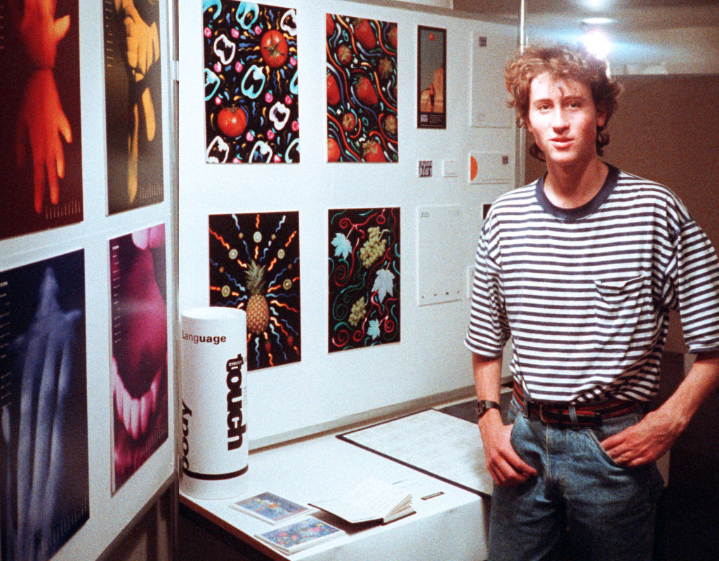John Dyer pictured at the Smiths Gallery in London with examples of his fine art photography and design work
