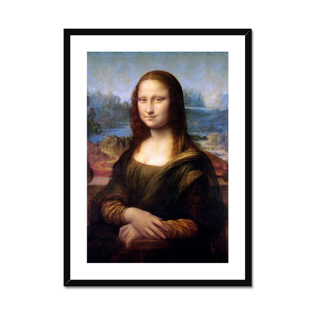 Leonardo da Vinci Framed Open Edition Art Print, black frame. 'Mona Lisa'