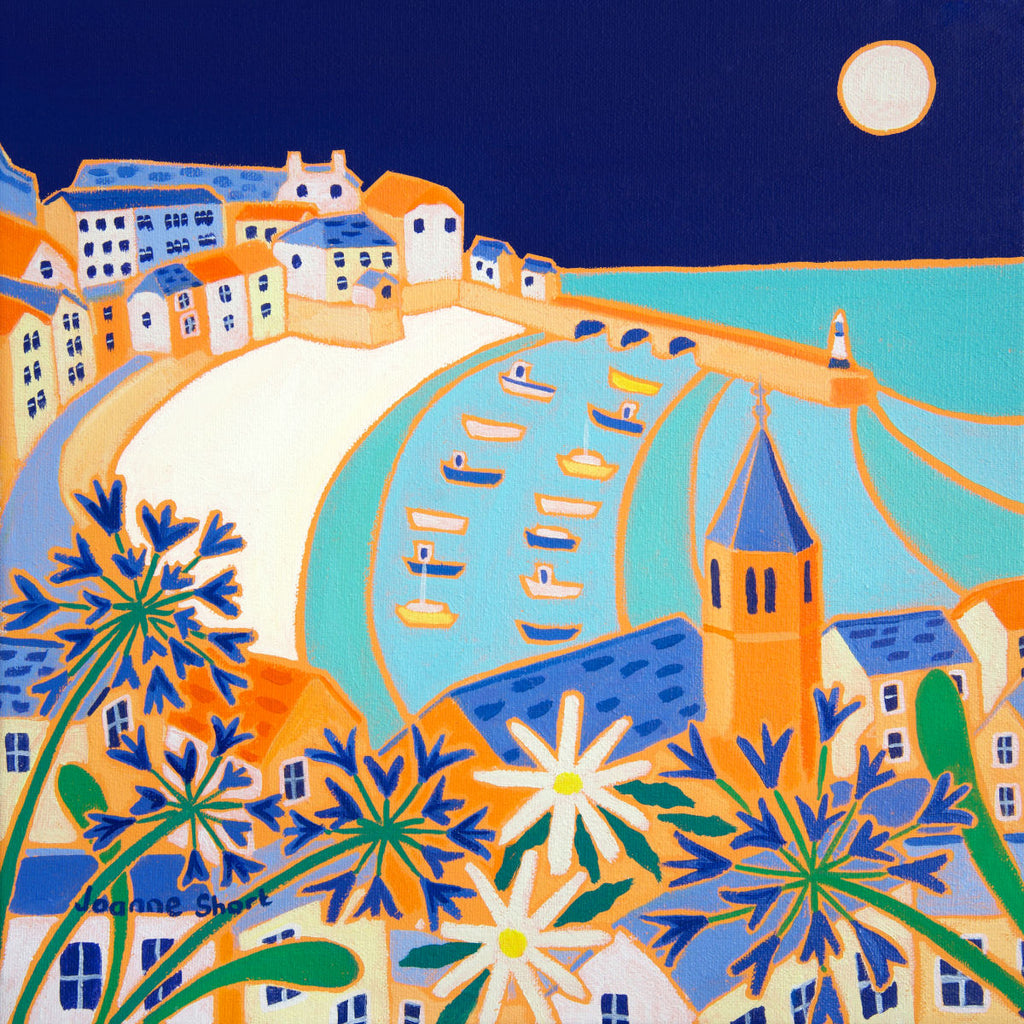 Harvest Moon over St Ives - Cornish art print by artist Joanne Short