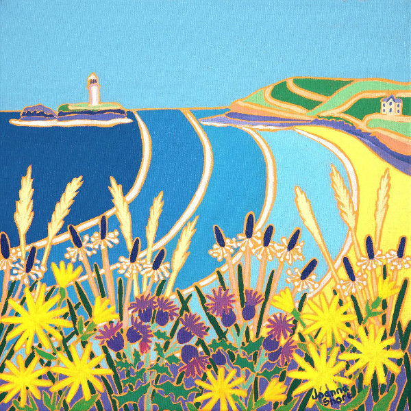 Painting by Joanne Short, Wild Flowers on the Cliff, Godrevy