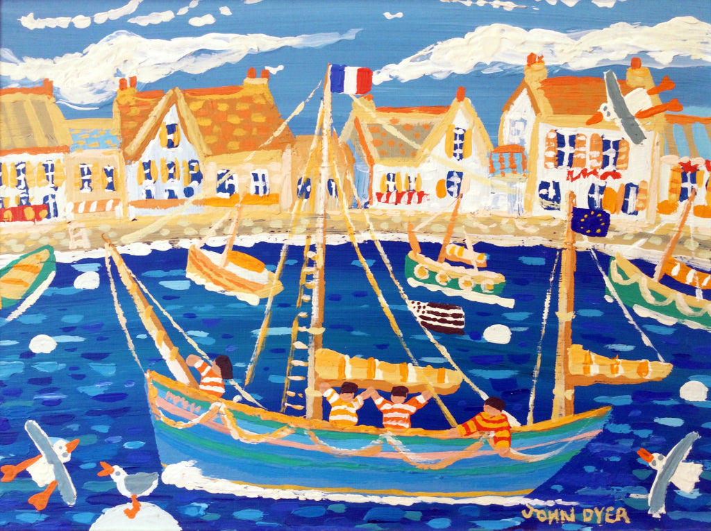 John Dyer painting of La Trinity Sur-Mer, Brittany, France