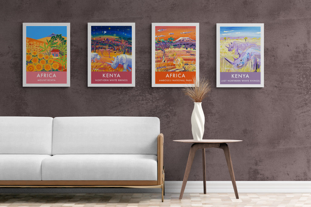 Paintings of Africa by John Dyer and Joanne Short displayed in wall art poster print form