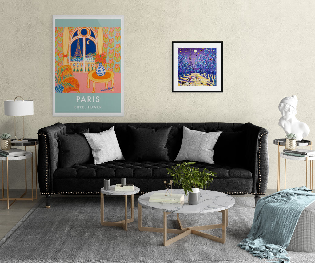 Paris prints in a stylish Parisian living room