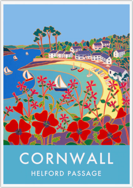 Vintage style poster by Joanne Short, Helford Passage