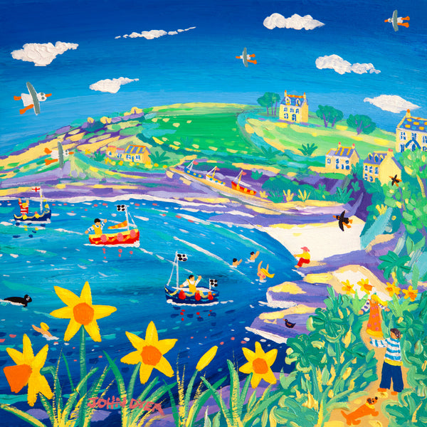 John Dyer Museum Quality Open Edition Cornish Art Print. 'Springtime Fun at Prussia Cove'. Cornwall Art Gallery