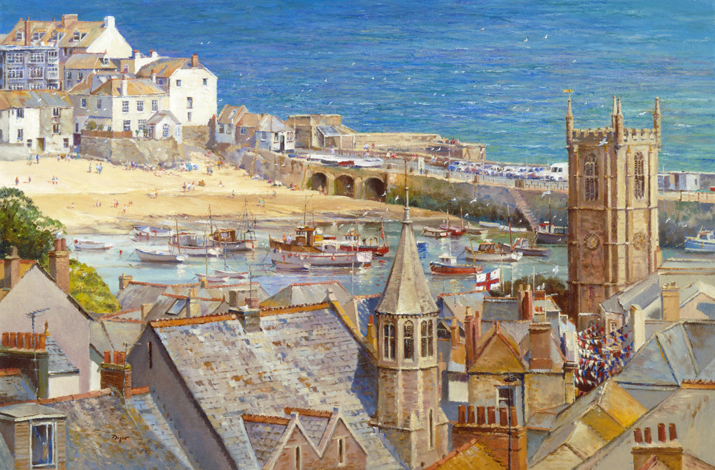 'The Royal Visit, St Ives'. Painting by Cornish artist Ted Dyer