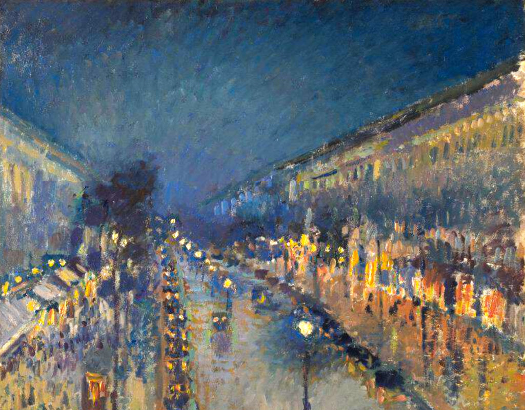 'The Boulevard Montmartre at Night', Camille Pissarro