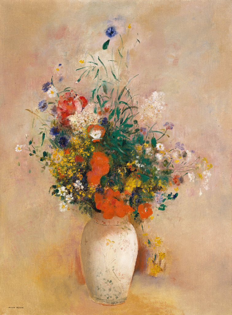 'Vase of Flowers (Pink Background) (c. 1906), Odilon R