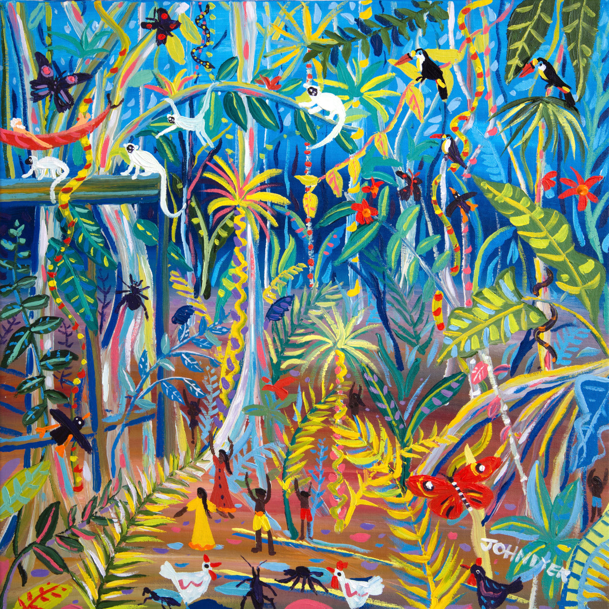 John Dyer Painting  Yawanaw  Amazon  Rainforest Tree House 