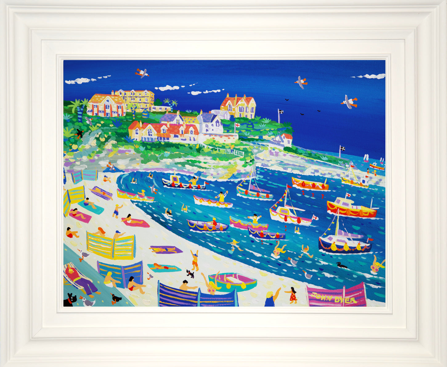 John Dyer Painting. Fun in the Harbour, Newquay - JohnDyerGallery