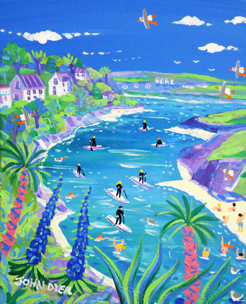 John Dyer Painting. Paddleboarding down the Gannel Estuary. 12 x 10 i ...
