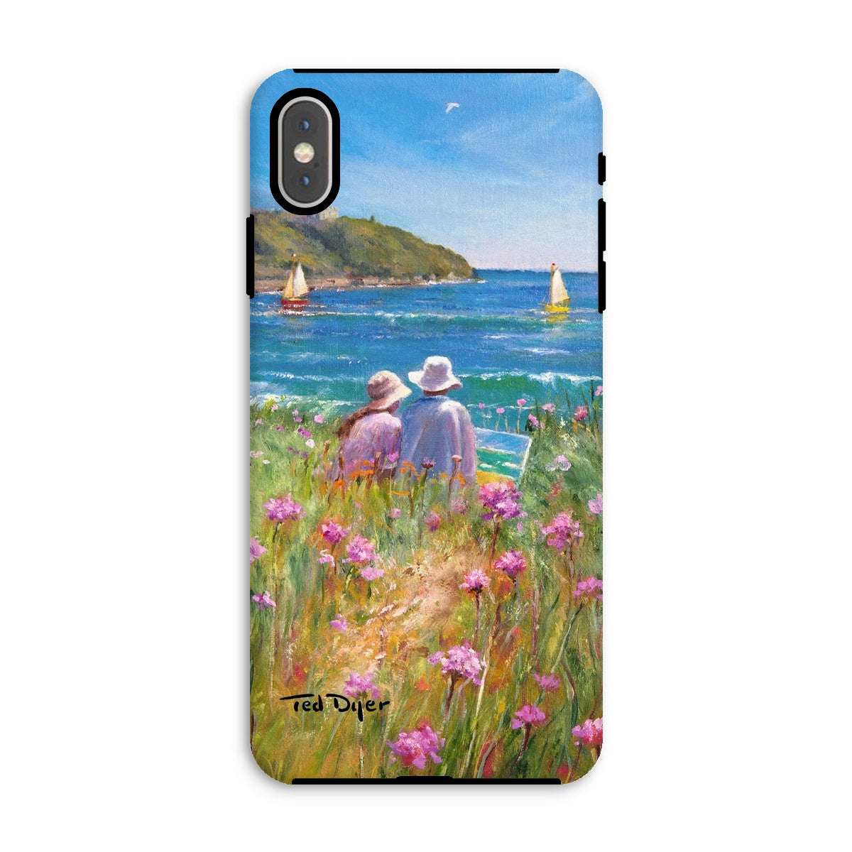 Tough Art Phone Case. Sea Pinks and Painters, Falmouth. Artist Ted Dyer. Cornwall Art Gallery