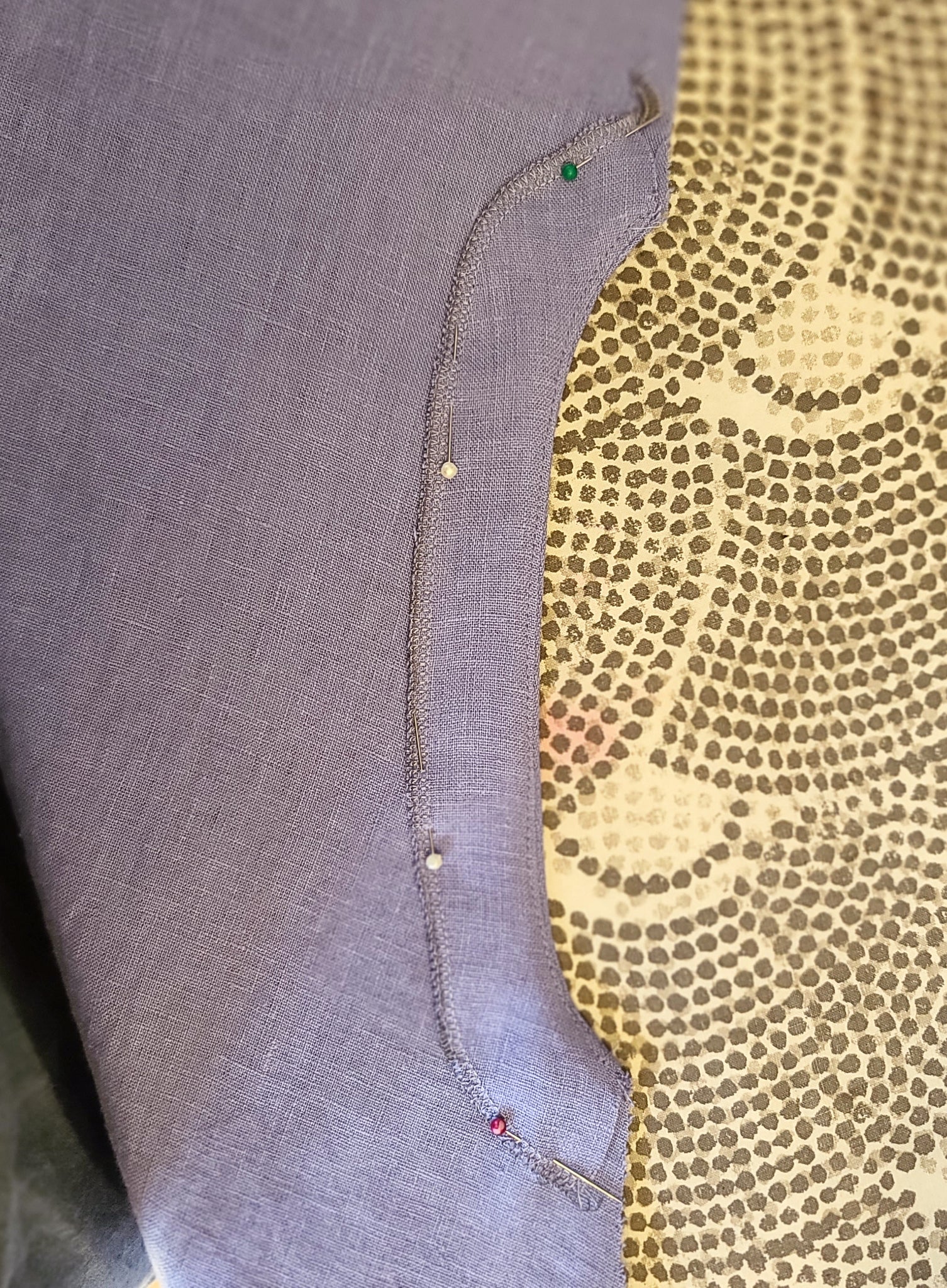 Pin pocket facing to wrong side of dress front