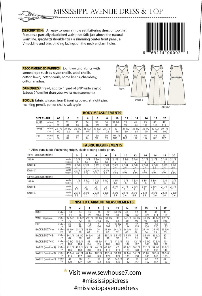 Mississippi Avenue Dress Sewing Pattern (PDF) – Sew House Seven
