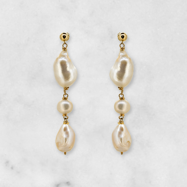 Pearl Stud Earring -14 Karat Gold - Freshwater Pearl - Wedding Jewelry –  MOSUO