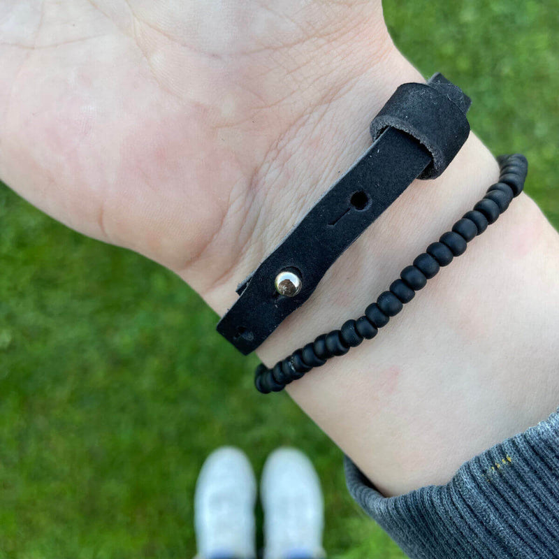 Gemoedsrust Bont Ronde Armbanden set zwart – Handmade by Sjiek!