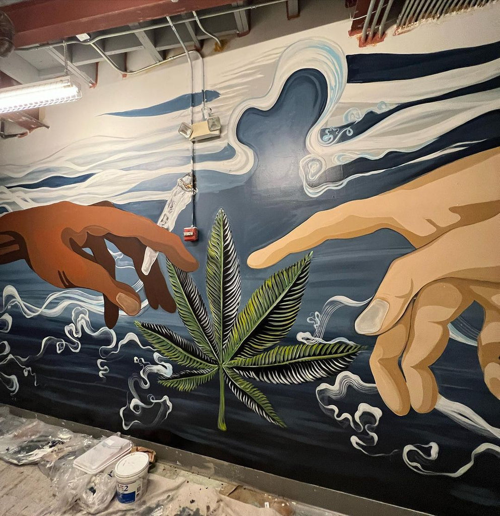 Cannabis wall design at FlynnStoned cannabis dispensary