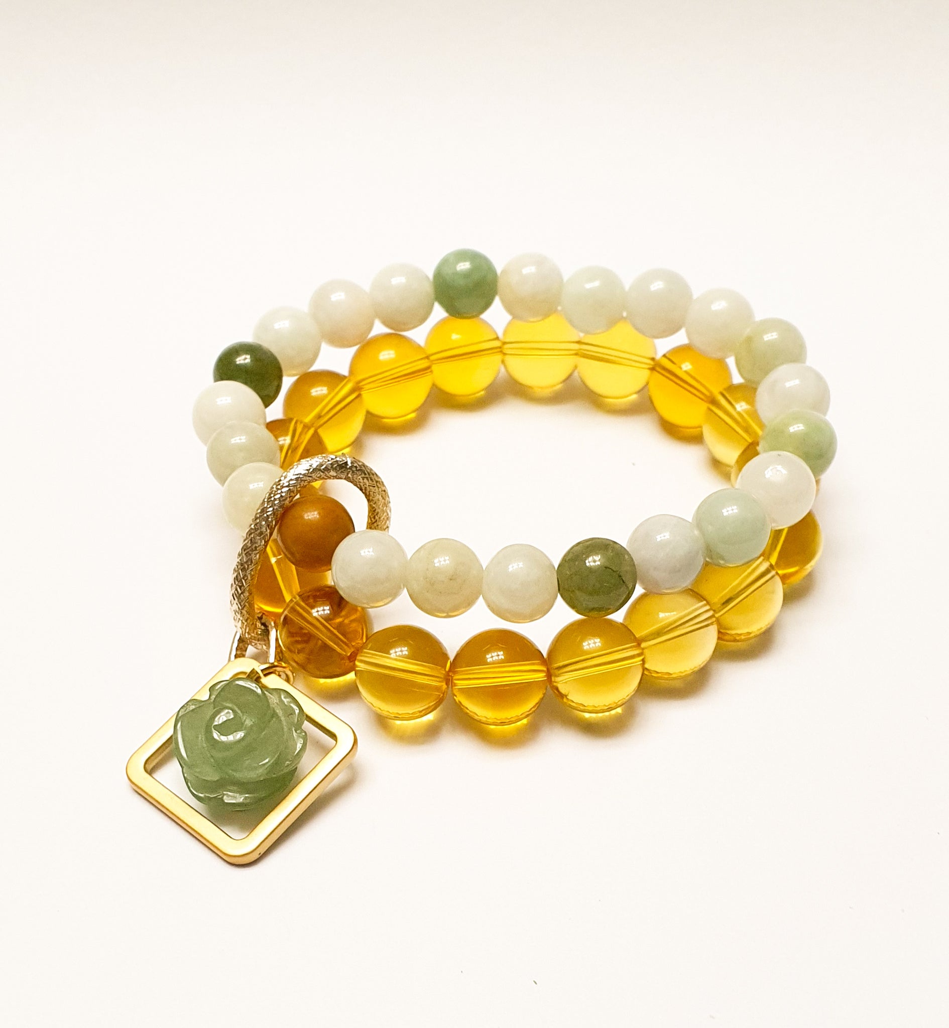 Burma jade and citrine double layer combination bracelet – Gems & stones ph