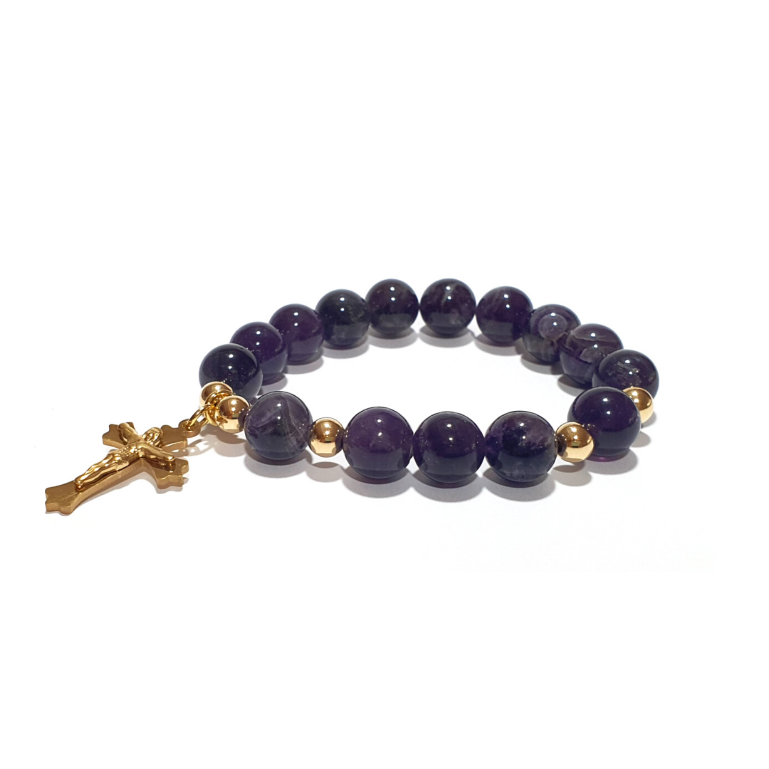 10k 14k gold rosary bracelet 5mm