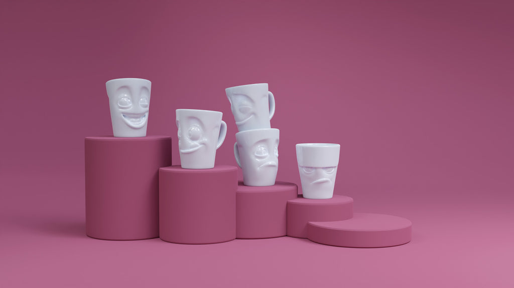 Coffee Mugs by FIFTYEIGHT Products featuring funny faces in premium porcelain.