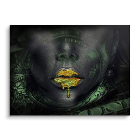 Peinture murale avec lèvres et or chez ARTMIND