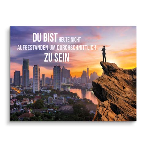 Wandbild mit Skyline und Spruch bei ARTMIND