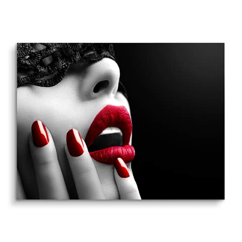 Wandbild mit Frau und roten Lippen bei ARTMIND