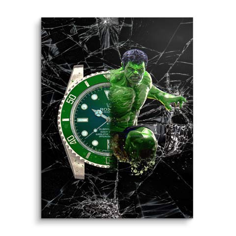 Wandbild Hulk Rolex Uhr by ARTMIND