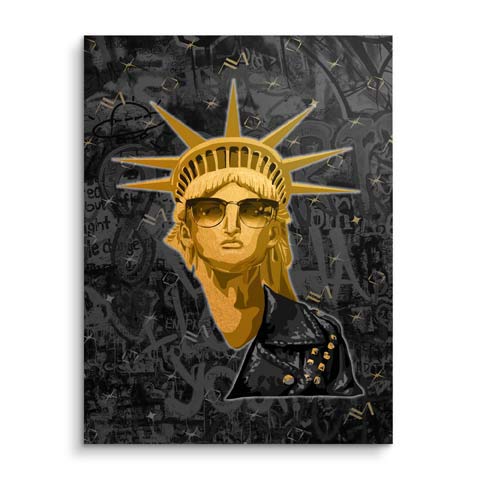 Tableau mural avec la Statue de la Liberté dorée de ARTMIND