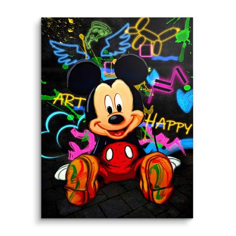 Wall mural in neon style with Mickey by ARTMIND