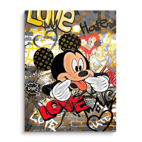 Kunstwerk mit frecher Micky Maus im Pop Art Styl by ARTMIND