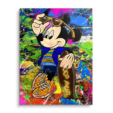Tableau mural Mickey en skateboarder cool by ARTMIND