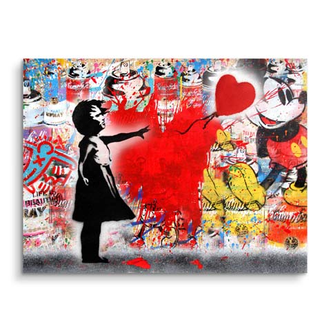 Tableau mural style pop art avec fille Banksy by ARTMIND