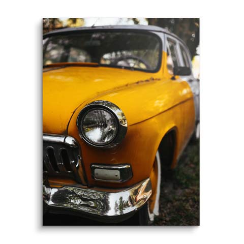 Tableau mural de la voiture ancienne jaune by ARTMIND