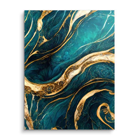 Mural in gold and petroleum colors from ARTMIND