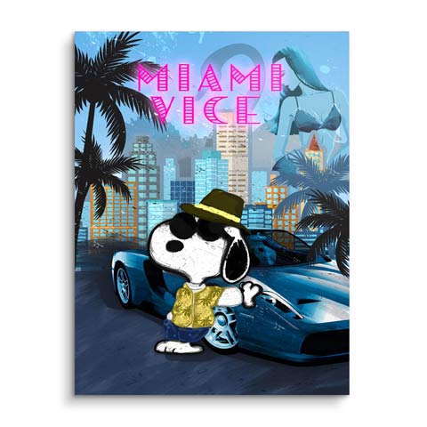 Wandbild mit Snoopy im Miami Vice Styl
