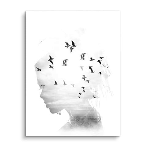Wandbild Shadow face with birds von ARTMIND