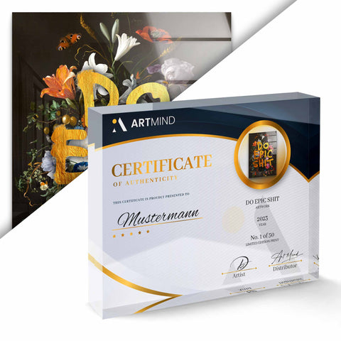 Tableau mural avec or et certificat d'ArtMind